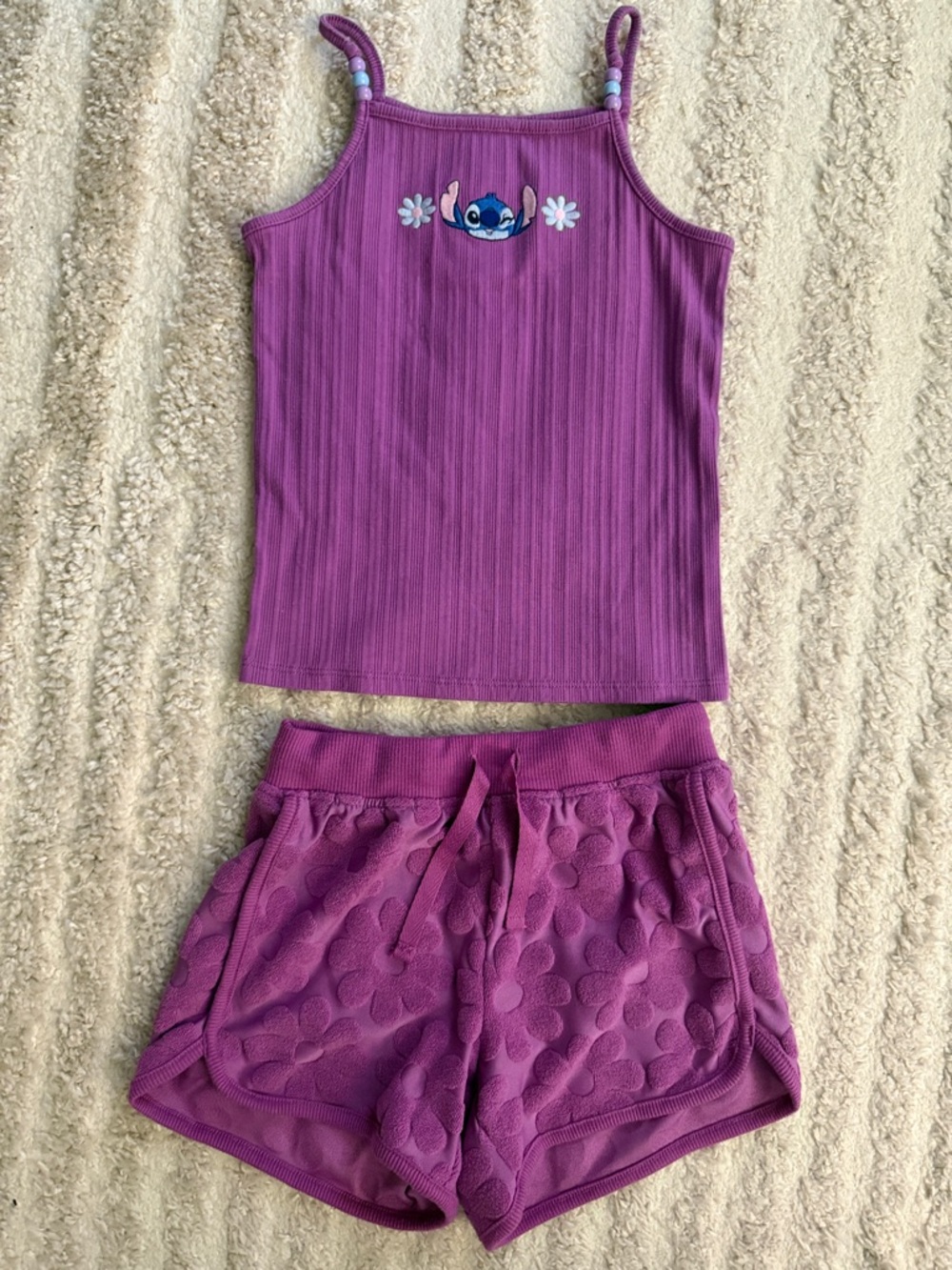 Disney Girls Purple Knit Tank & Shorts Set